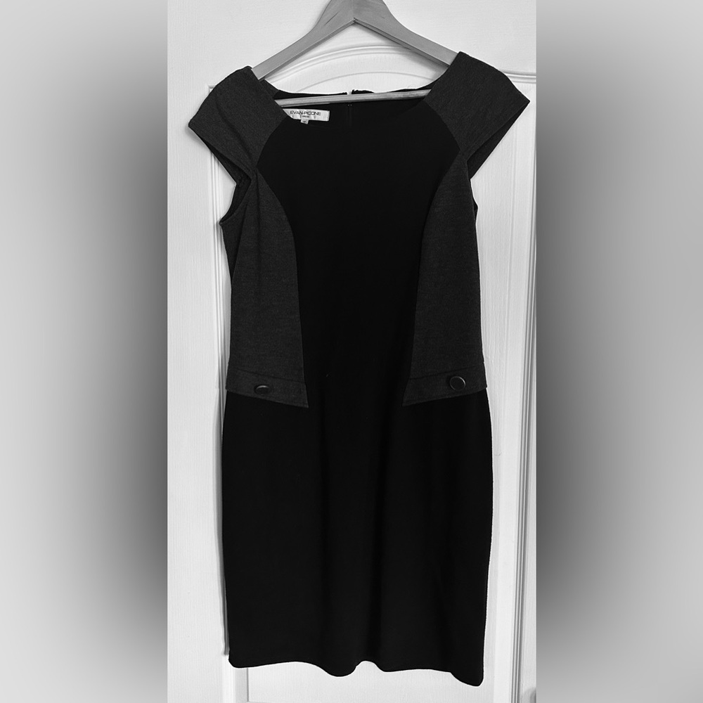 SALE! Evan Picone Black and Gray Midi Dress